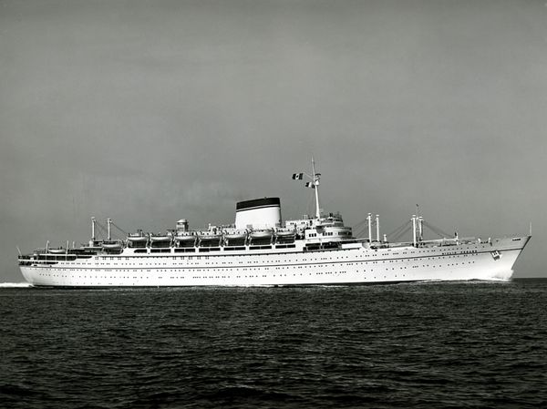 The exterior of the Giulio Cesare transatlantic liner for Società di Navigazione Italia (1951).